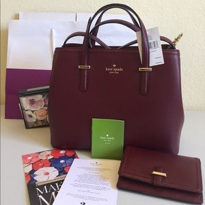 NWT Kate Spade burgundy bag and wallet set